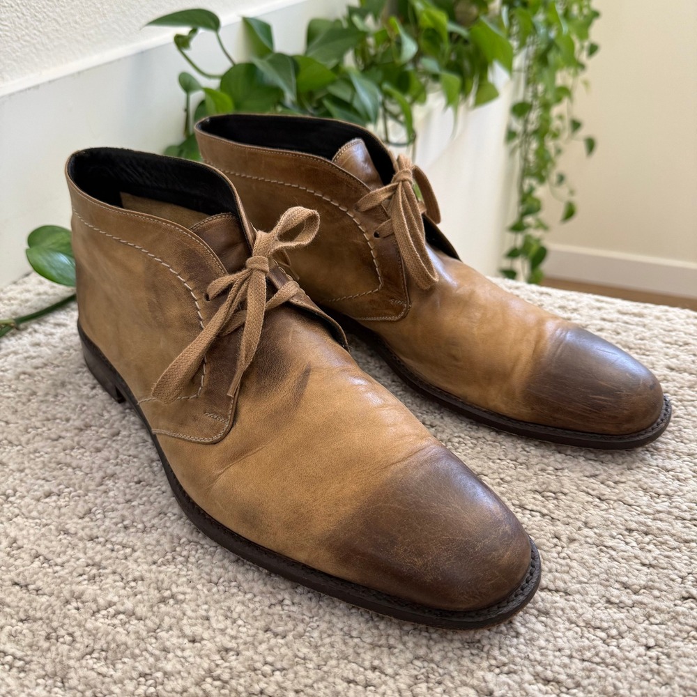 DOUCAL'S‎ ITALY Leather Desert Boots Tan Brown Lace Up Chukka Ankle Men 10.5